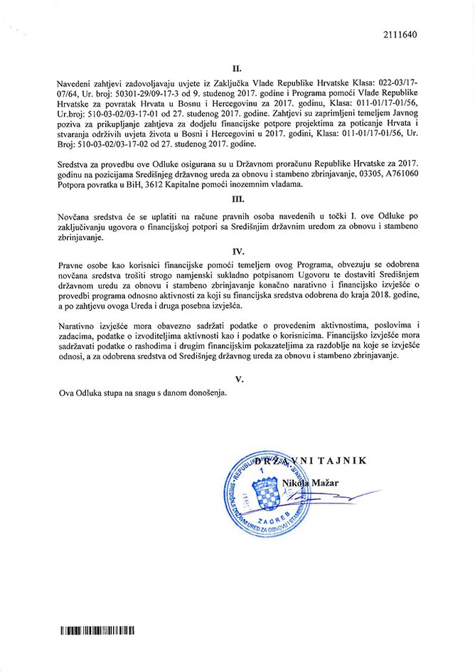 Vlada Hrvatske dodijelila 100.000 kuna za realizaciju projekta nastavka izgradnje i opremanja aneksa na gradskoj sportskoj dvorani
