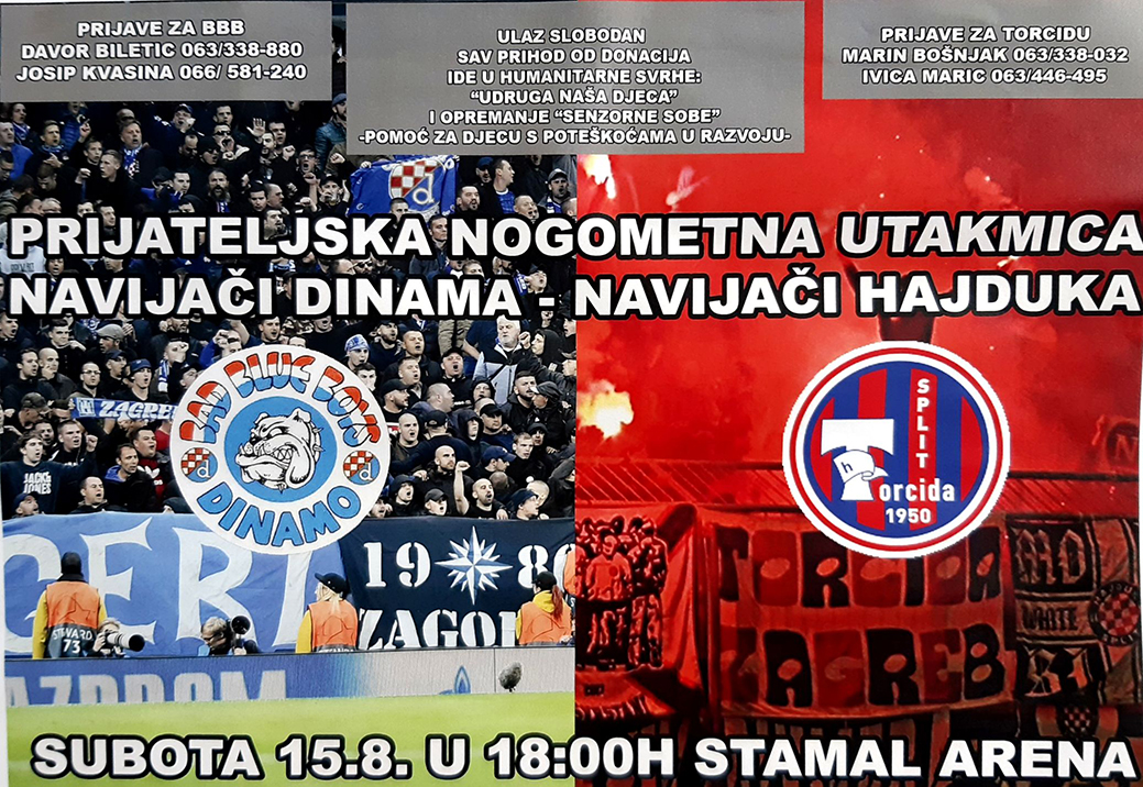 U subotu nogometna utakmica „dinamovaca“ i „hajdukovaca“