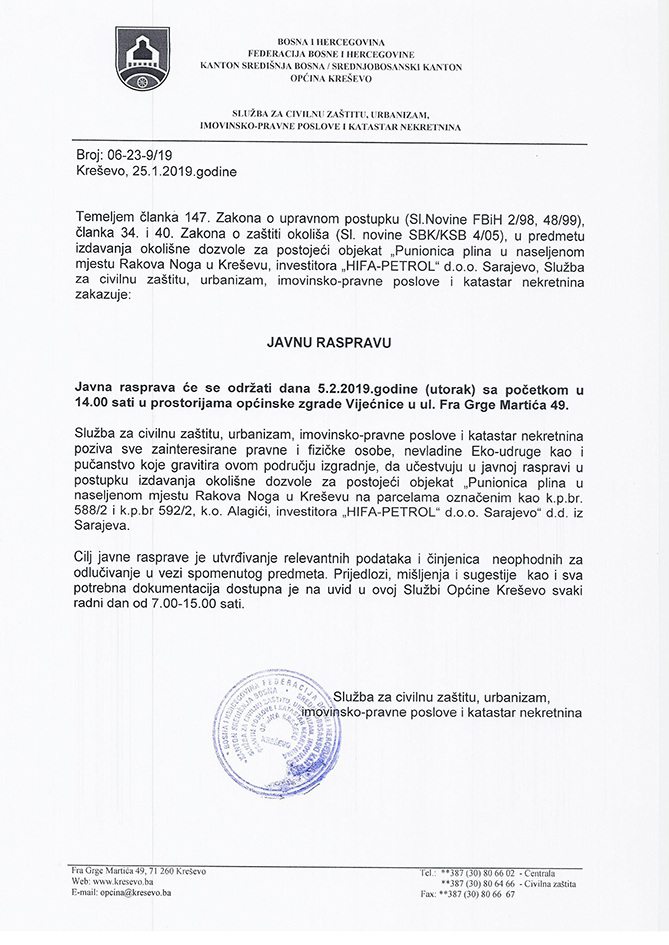 Javna rasprava - punionica plina u Rakovoj Nozi
