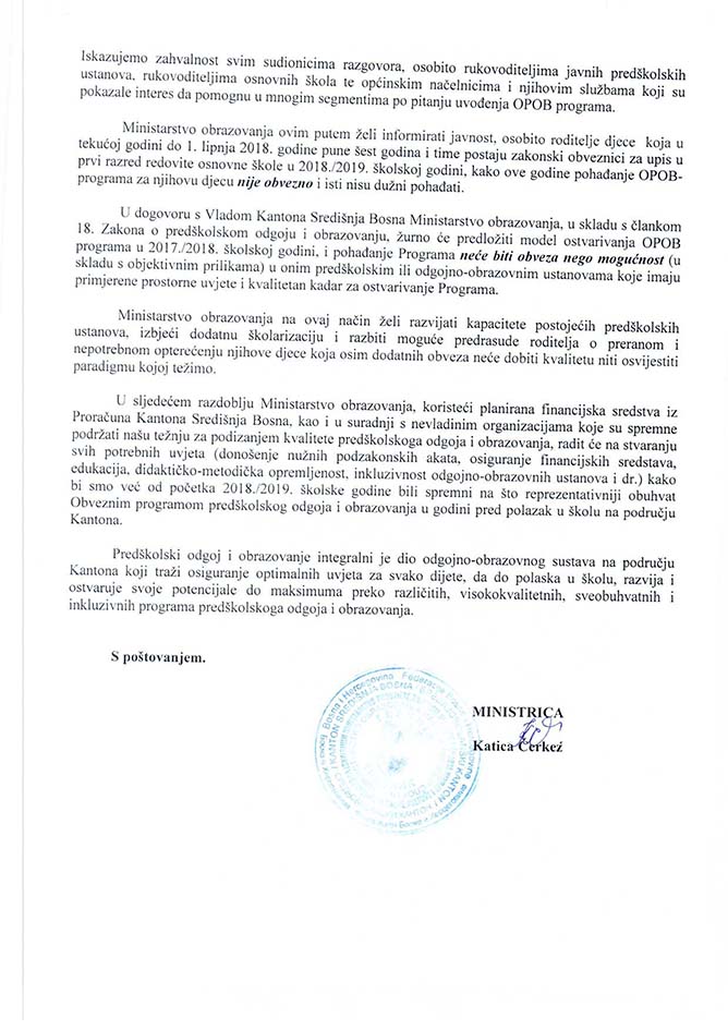 Obvezni predškolski odgoj i obrazovanje više nije obveza nego izbor svakog roditelja