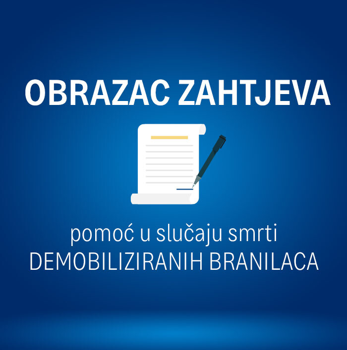 Obrazac Zahtjeva za priznavanje prava na jednokratnu novčanu pomoć za plaćanje troškova liječenja demobiliziranih branitelja