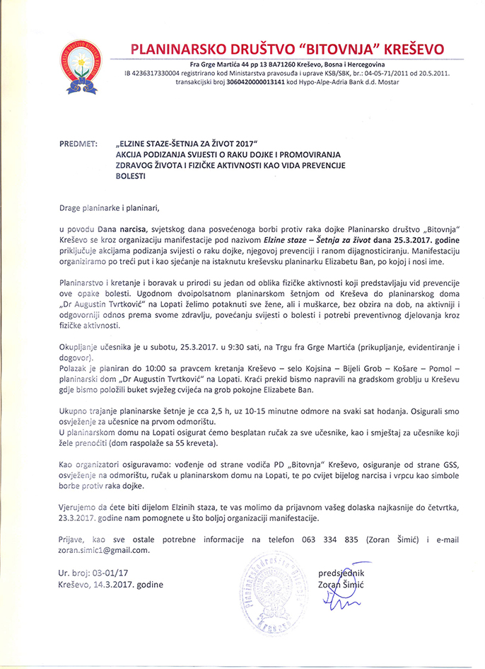 "Elzine staze - šetnja za život 2017."