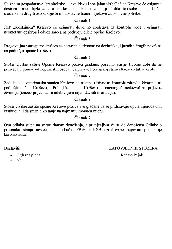 Općinski stožer Civilne zaštite - Naredba o načinu rada ljekarni i ostalih institucija