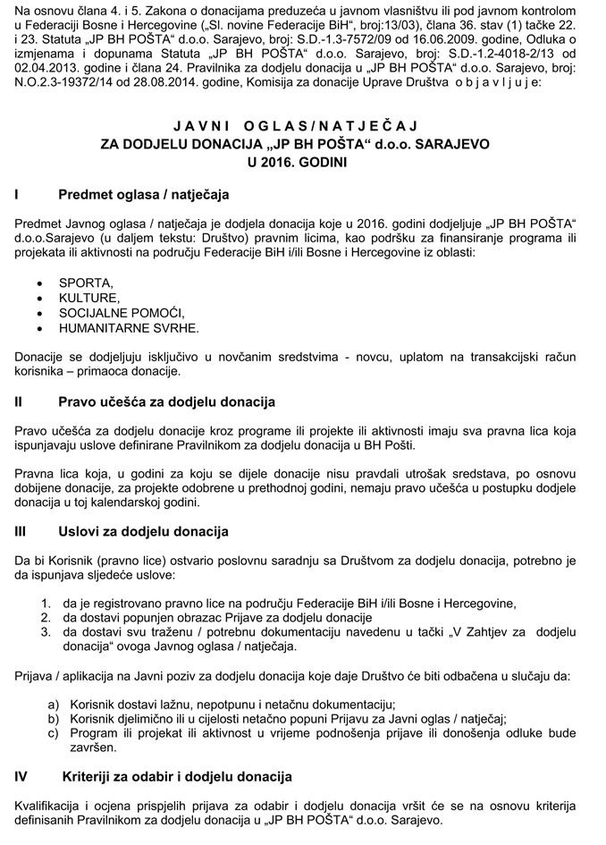 Javni natjeaj za dodjelu donacija-1