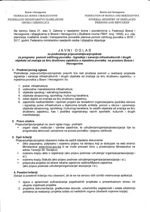 Javni oglas za podnosenje prijava za programe pomoci-1