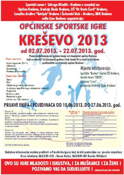 OPĆINSKE SPORTSKE IGRE KREŠEVO 2013