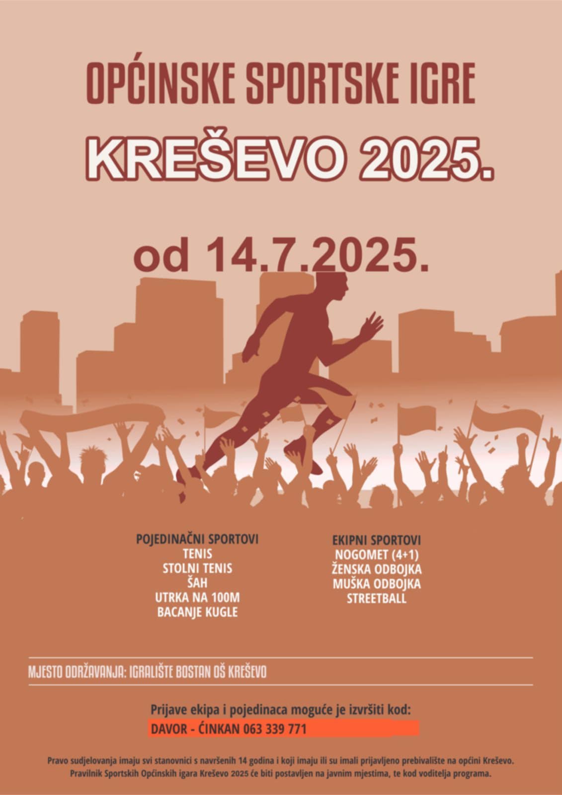 Općinske sportske igre Kreševo 2025 - Otvorene prijave